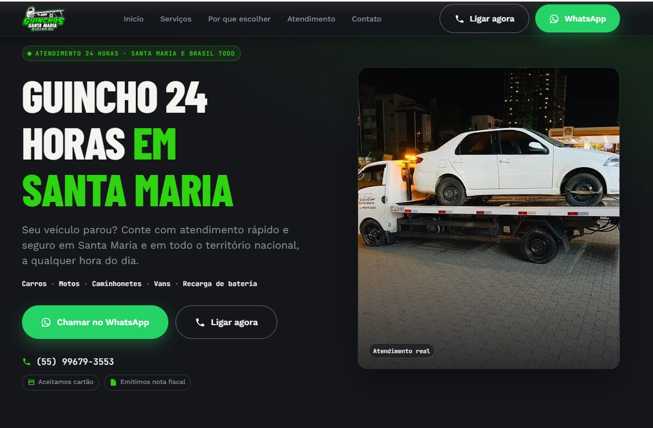 Prévia do site da Guinchos Santa Maria