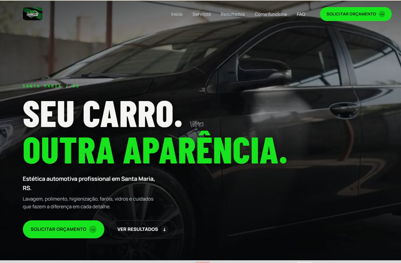 Prévia do site da Santa Maria Estética Automotiva